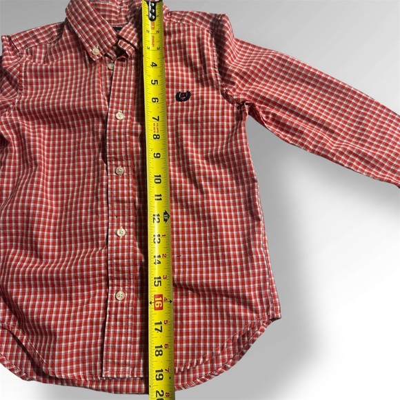 Chaps Easy Care Dress Button Down Shirt red and white plaid Boys size 5 logo - Picture 8 of 8